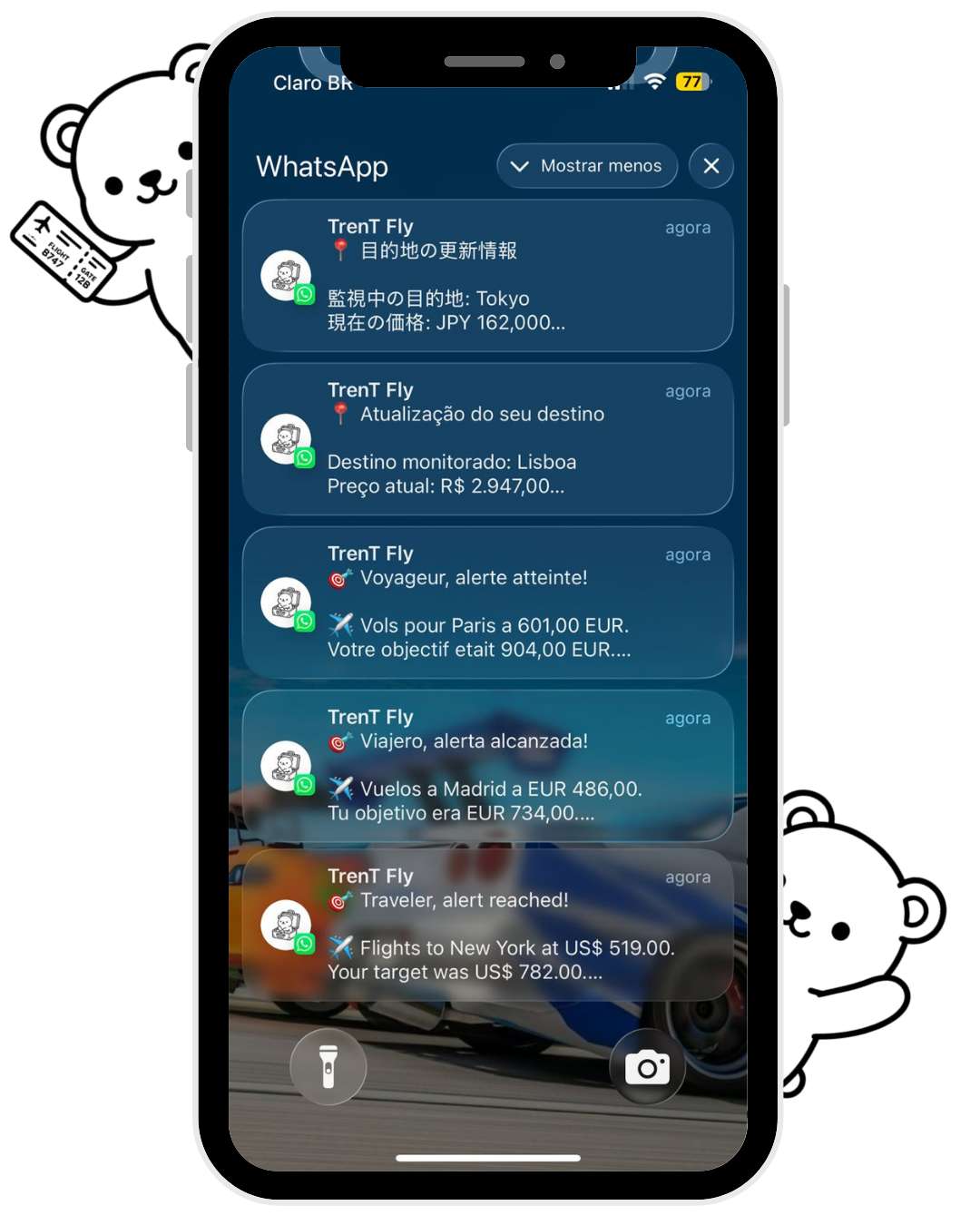 Notificações de alerta de preço do TrenT Fly