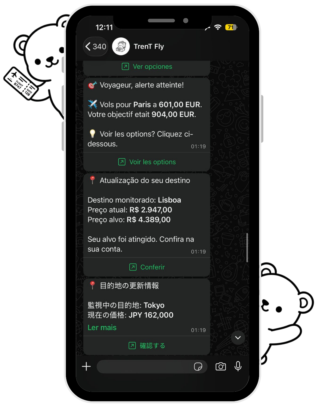 Alertas de preço com destinos monitorados